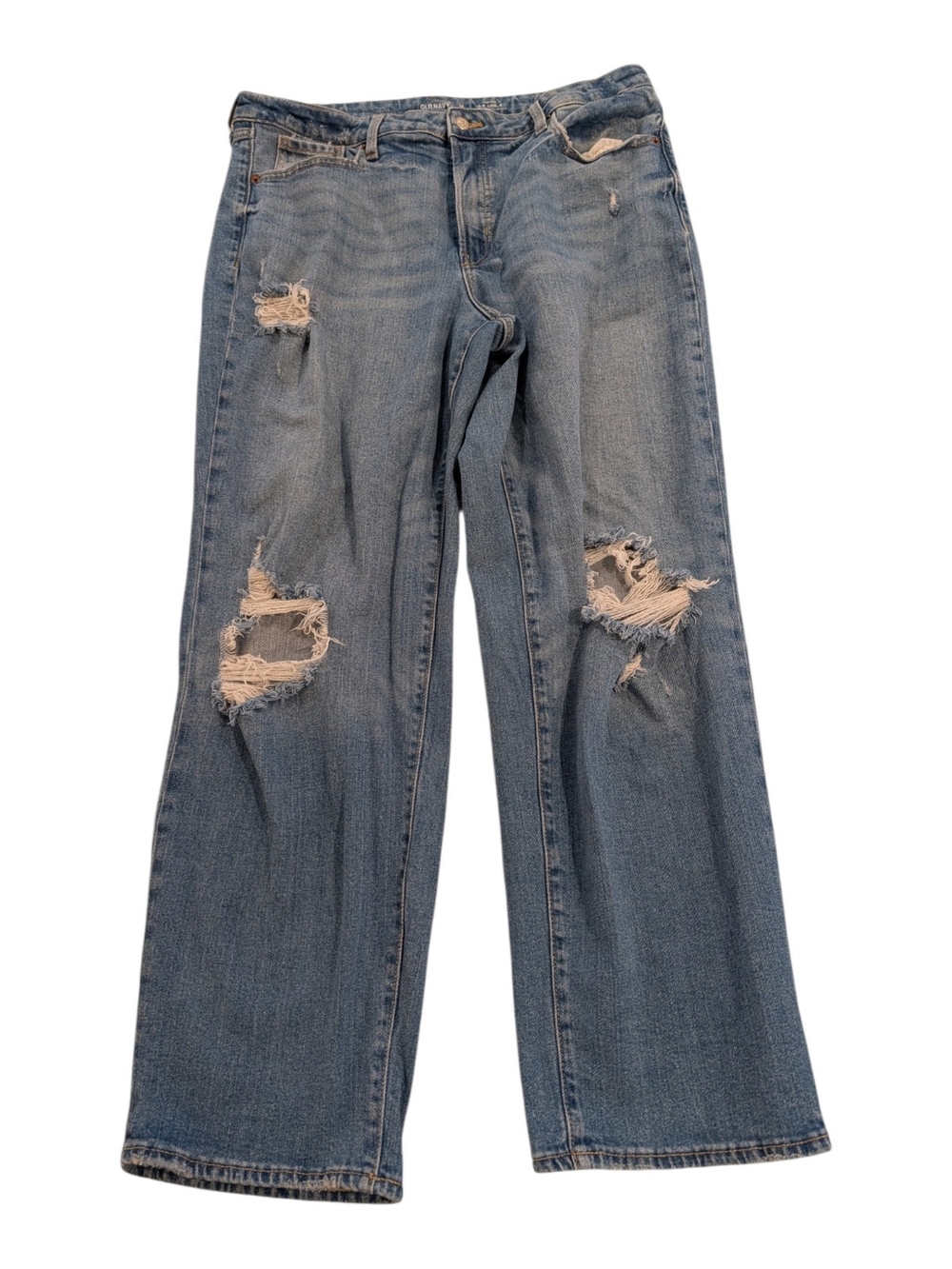 Old Navy Light Blue Straight-Leg Distressed Jeans